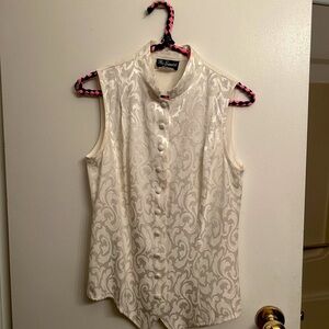 Vintage Elegant White Sleeveless Top